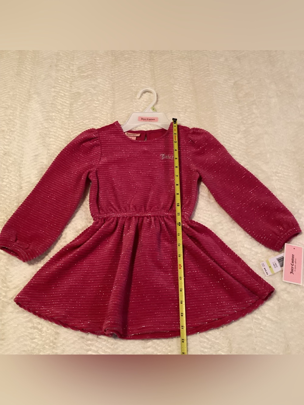 Little Girls Beauty Juicy Couture Sz 4 NWT Hot Pink Silver Glitter Velour Dress